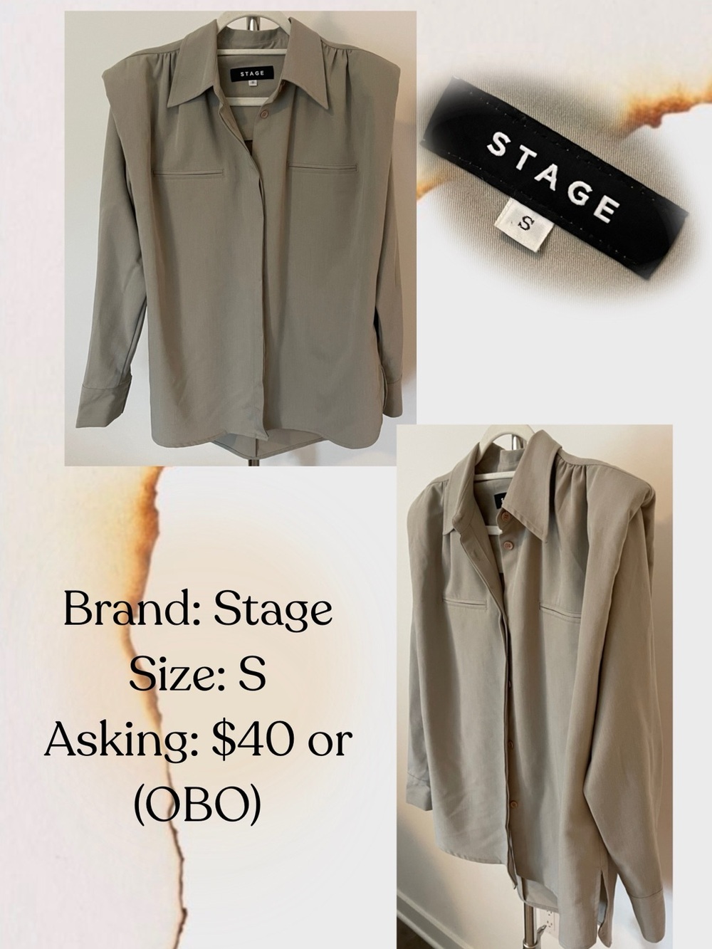 Women's Relaxed Button-Up Blouse in Sage (Size S)